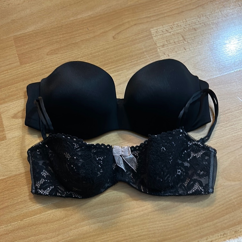 B.Tempt’d by Wacoal  Black Bra and Black Strapless Bra Size 36 B